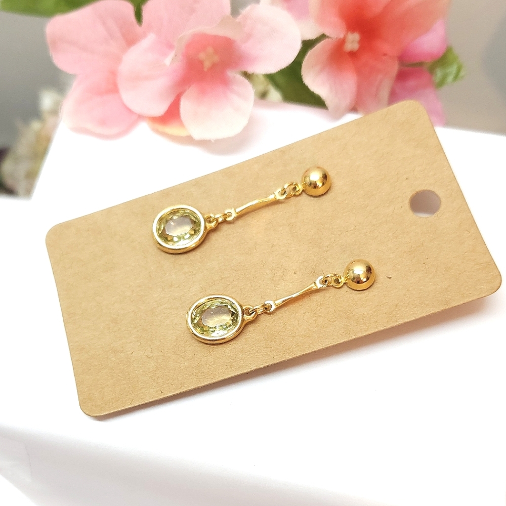 Vintage Light Green Glass Crystal Dangle Earrings